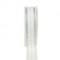 Joulunauha läpinäkyvillä lurex-raidoilla valkoinen, hopea 25mm 25m