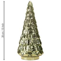 kohteita Joulukuusi LED-valaistuksella, vintage-vihreä, kulta, 38 cm