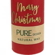 kohteita PURE pilarikynttilät Merry Christmas 130/60mm vahanpunainen 4kpl