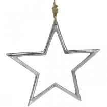 Joulukoristeen tähti, adventtikoristeet, tähtiriipus hopea L24,5cm