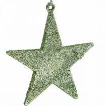 Joulukoristeita tähtiriipus minttu glitter 10cm 12kpl