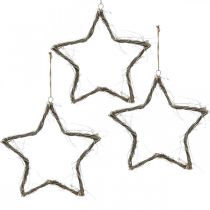 kohteita Joulukoristeen tähti valkoiset pestyt tähdet ripustettavaksi jalava 30cm 4kpl