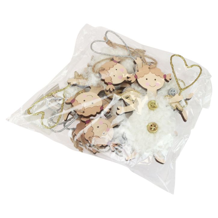 kohteita Jouluenkeli sydämellä Joulukuusikoristeet puuta 14,5cm 8 kpl