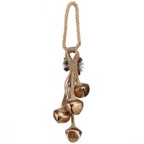 kohteita Suuret kultaiset joulukellot rusetilla ja kuusenoksilla, juhlava oven ja huoneen koriste, 51 cm