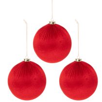 kohteita Iso punainen ripustettava joulupallo, 15 cm, 3 kpl
