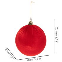 kohteita Punainen samettimainen joulukuusenpallo, iso 20 cm joulukuusenpallo, 3 kpl