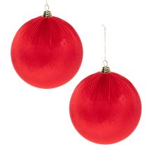 kohteita Punainen samettinen joulupallo, iso koristepallo ripustettavaksi, 25 cm, 2 kpl