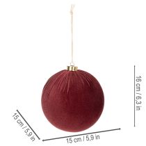 kohteita Joulupallo, punainen samettikuvio, ripustettavaksi, 15 cm, 3 kpl
