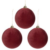 kohteita Iso punainen samettimainen joulupallo, 20 cm, 3 kpl