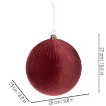 kohteita Suuri punainen samettinen joulukuusenkoriste ripustettavaksi, 25 cm, 2 kpl