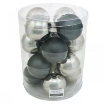 kohteita Koru, joulukuusikoristeet, joulukuusipallo musta/hopea/helmiäinen H8,5cm Ø7,5cm aitoa lasia 12 kpl