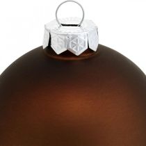 Joulukuusipallo, kuusenkoriste, joulupallot ruskea H6,5cm Ø6cm aitoa lasia 24kpl.