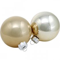 Joulupallo, joulukuusikoristeet, lasipallo valkoinen / helmiäinen H6,5cm Ø6cm aitoa lasia 24kpl