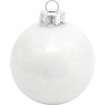 Lumipallo, puun riipus, joulukuusen koriste, talvi koriste Valkoinen H6,5cm Ø6cm Aitoa lasia 24kpl.