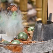 Joulupallo, joulukuusenkoriste, lasipallo vihreä marmoroitu H6,5cm Ø6cm aitoa lasia 24kpl.