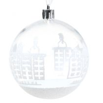 Joulupallo muovi valkoinen, kirkas Ø8cm 2kpl