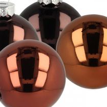 Joulukuusen pallot, kuusenkoristeet, joulupallo ruskea H6,5cm Ø6cm aitoa lasia 24kpl.