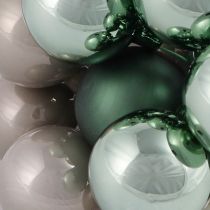 kohteita Joulupallot lasilangalla vihreänharmaa Ø40mm 32 kpl