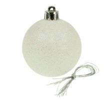 Joulupallot muovia valkoista helmiäistä Ø6cm 10kpl