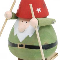 kohteita Tonttu suksilla koristefiguuri puu joulutonttu figuuri H13cm
