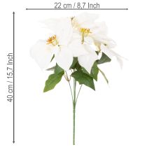 kohteita Keinotekoinen joulutähti, valkoinen, suuret kukat, koristekasvi, 40 cm