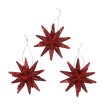 Joulutähti joulukoristeet punainen glitter Ø7cm 6kpl