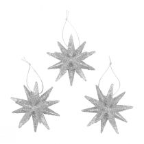 kohteita Joulutähdet joulukoristeet hopea glitter Ø7cm 6 kpl