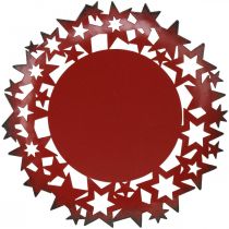 Joululautanen metallinen koristelautanen punaisilla tähdillä Ø34cm
