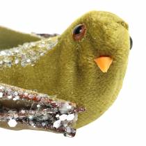 kohteita Joulukoriste lintu vihreällä, kimallus 12cm 6kpl valikoituna