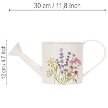 kohteita Valkoinen metallinen kastelukannu kukka-aiheella, 13,5 cm, koristeellinen ruukku