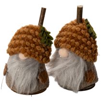 kohteita Tonttuhahmosetti neulotulla hatulla ja tammenterholla, 10 cm, 6 osaa