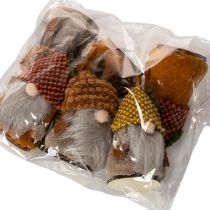 kohteita Tonttuhahmosetti neulotulla hatulla ja tammenterholla, 10 cm, 6 osaa