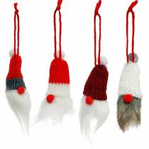 kohteita Gnome terävällä hatulla ripustettavaksi punainen, valkoinen, harmaa L10–12cm 12kpl