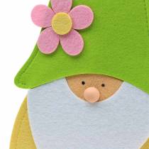 Gnome-kääpiö huopana vihreä, keltainen, valkoinen, vaaleanpunainen 33cm × 7cm H81cm näyteikkunaan