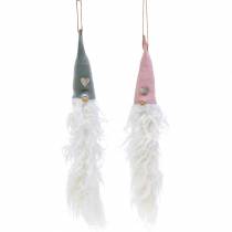 kohteita Gnome pää ripustukseen 45cm pinkki/harmaa 2 kpl
