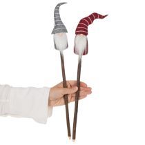 kohteita Tonttuhahmo raidallisella hatulla puisella kepillä, 46 cm, 6 kpl