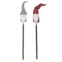 kohteita Tonttuhahmo raidallisella hatulla puisella kepillä, 46 cm, 6 kpl