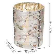 kohteita Lasilyhty oksakuviolla, kultainen sisus, 12 cm
