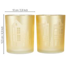kohteita Lyhty lasi hopea kulta kaupunki siluetti korkeus 12,5 cm 4 kpl