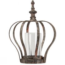 kohteita Lyhty Crown Ruskea Ruoste Kynttilän Lasilla Ø14cm K18cm