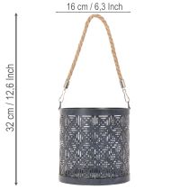 kohteita Metallinen tuikkukuppi, koristeellinen lyhty kahvalla, antrasiitti, Ø16cm, 2 kpl