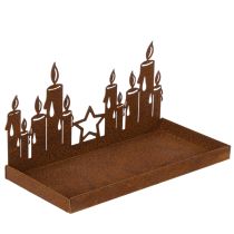 kohteita Metallilyhty lasisisuksella, ruostunut metallipinta, koristeellinen kynttilänjalka, 21,5 cm