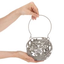kohteita Metallinen riippuvalaisin, tuulivalo, harmaa, Ø14 cm, korkeus 13 cm