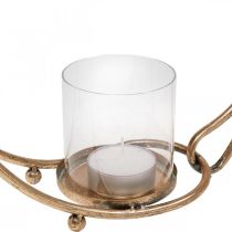 Lyhty metallinen kynttilänjalka kultainen lasi Ø33cm