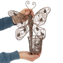 kohteita Metallinen lyhty, seinäkoriste, perhonen, ruosteenvärinen viimeistely, 36,5 cm
