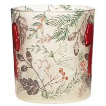 kohteita Lasinen kynttilänjalka joulun oksilla ja punaisella nauhalla, 8 cm, 2 kpl