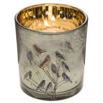 kohteita Lasinen tuikkukuppi lintu- ja lumihiutaleaiheella, 8 cm, 2 kpl