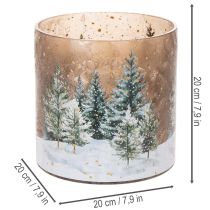 kohteita Lasinen tuikkukuppi, jossa on talvimetsä lumessa, joulukoriste, 20 cm