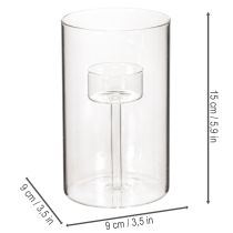 kohteita Lasinen kynttilänjalka pylväskynttilöille, sisäkkeellä, 15 cm, 2 kpl