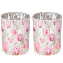 kohteita Elegantti tulppaaniaiheinen lyhty tunnelmalliseen kevään koristeluun, 12,5 cm, 2 kpl.
